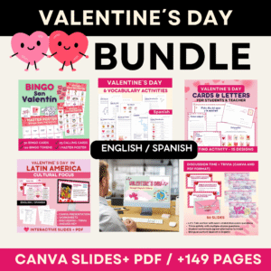 Valentine’s Day Spanish BUNDLE Vocabulary • Games • Writing • Culture