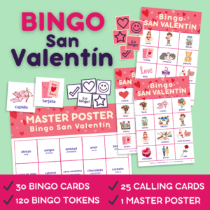Valentine's Day Bingo Game – Fun Spanish Valentine's Day Activity
