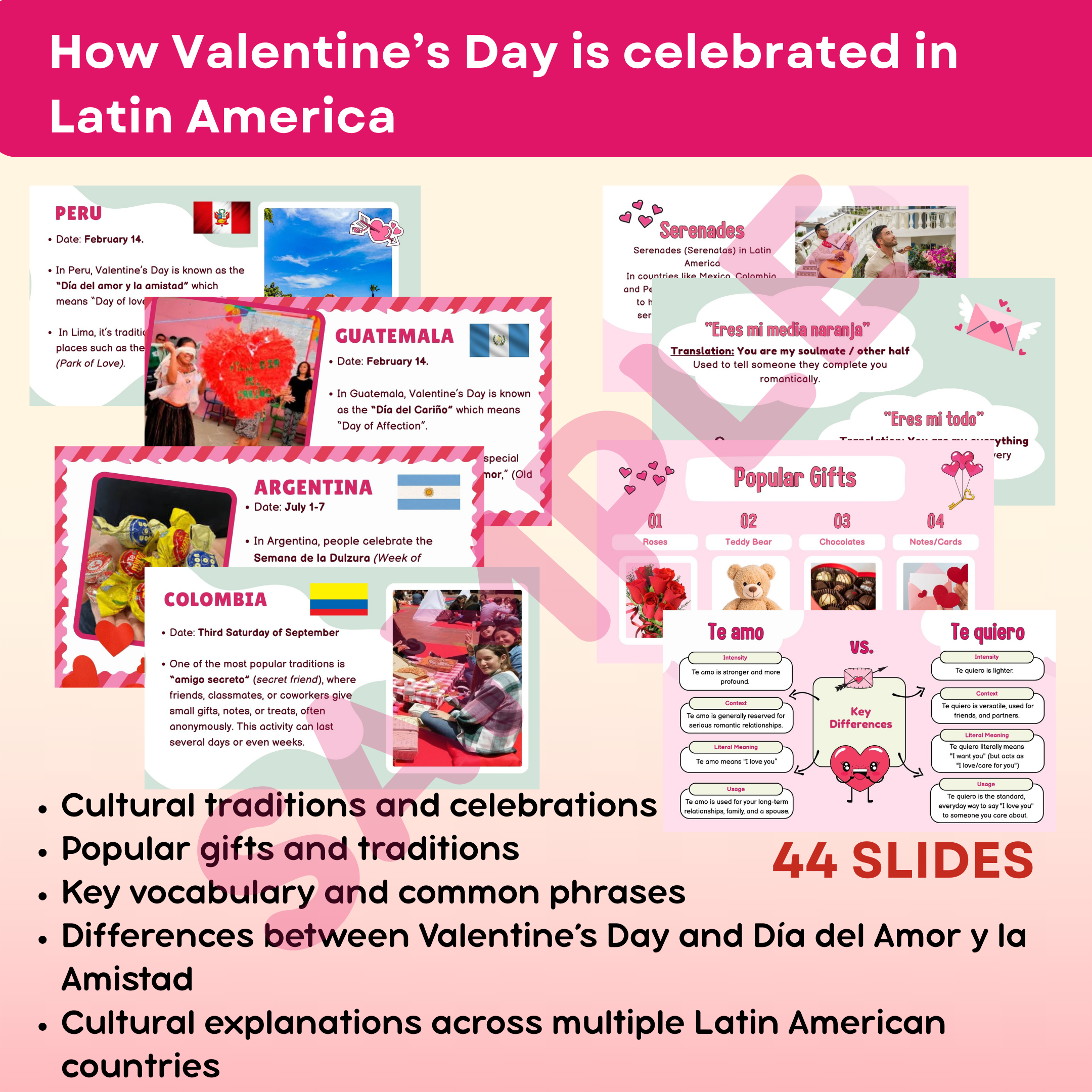 Spanish Valentine’s Day in Latin America Cultural Focus / Canva / Worksheet / Trivia - Image 2