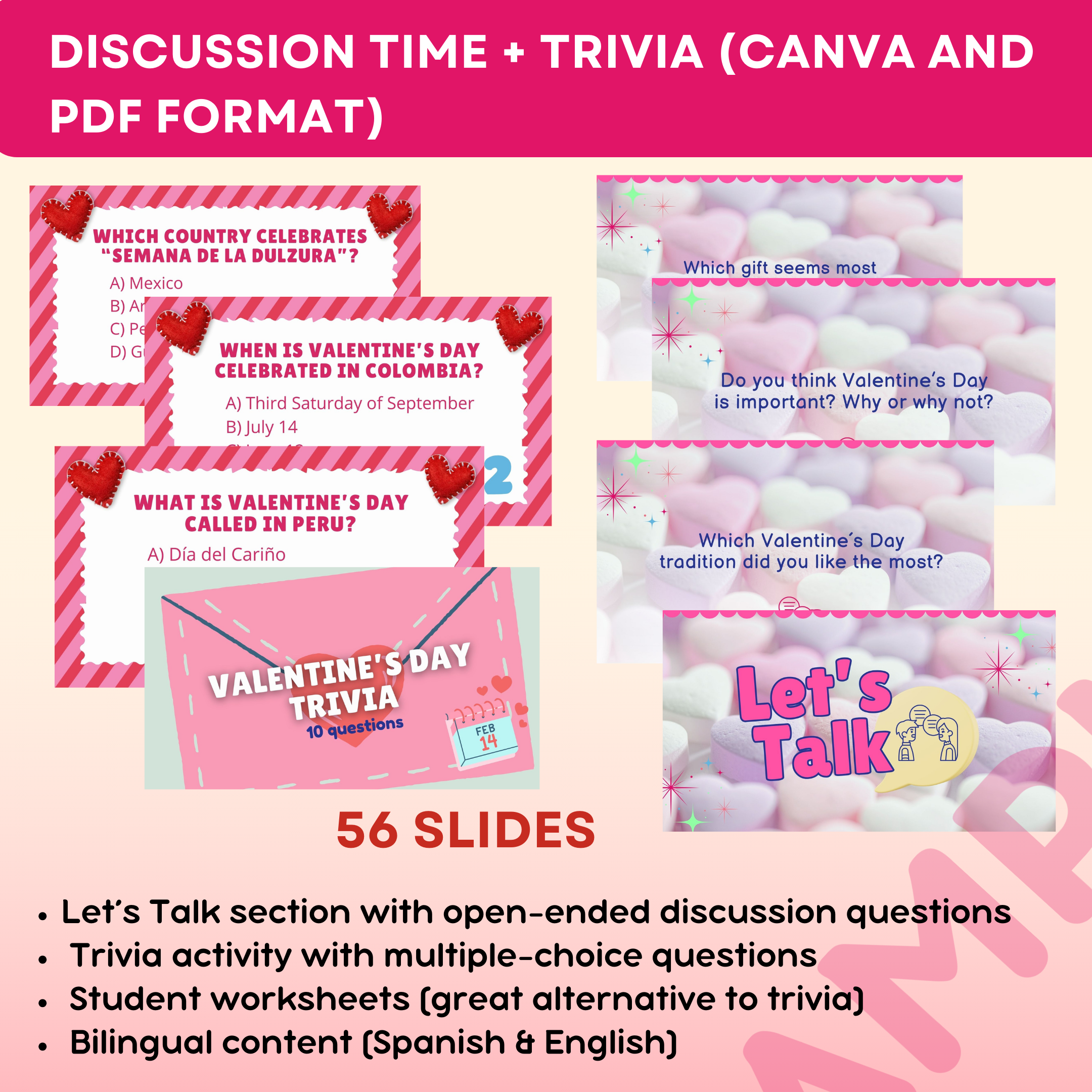 Spanish Valentine’s Day in Latin America Cultural Focus / Canva / Worksheet / Trivia - Image 3