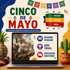 Cinco de Mayo Activity Pack | Reading, Trivia & Discussion | Spa-Eng